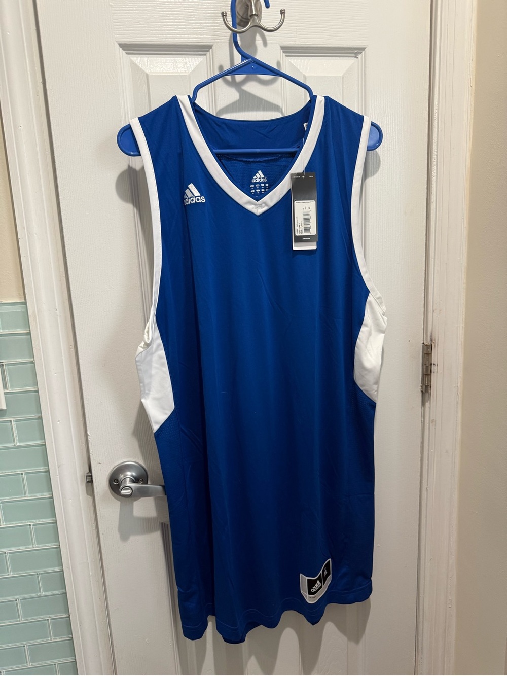 adidas Royal Blue and White Athletic Jersey for men active wear basketball gym